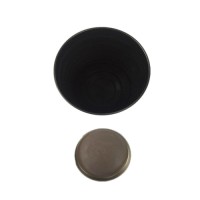 Round shape embossed football spray tea coffee milk matte black & sliver tin box with plug lid