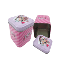 Wholesale Customize Cute Pattern Square Airtight Metal Tin Canister Printing Tin Box Tea Coffee Cookie Gift Packing Box